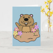 Illustratie Groundhog met Bloemen Kaart (Gele Bloem)
