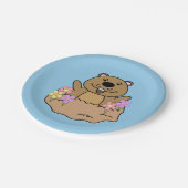 Illustratie Groundhog met bloemen Papieren Bordje (Gekanteld)