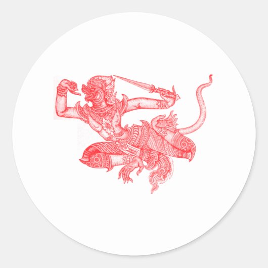  illustratie Hanuman Book Ronde Sticker (Voorkant)