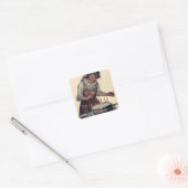 illustratie Happy Birthday Party vader C Vierkante Sticker (Envelop)