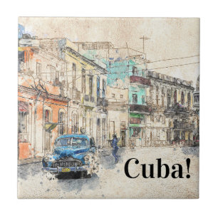 Illustratie Havana Cuba Tegeltje