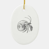 Illustratie Hermit Crab (lijnkunst) Keramisch Ornament (Voorkant)