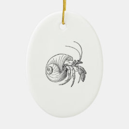 Illustratie Hermit Crab (lijnkunst) Keramisch Ornament