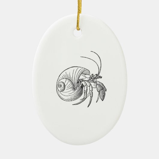 Illustratie Hermit Crab (lijnkunst) Keramisch Ornament (Voorkant)