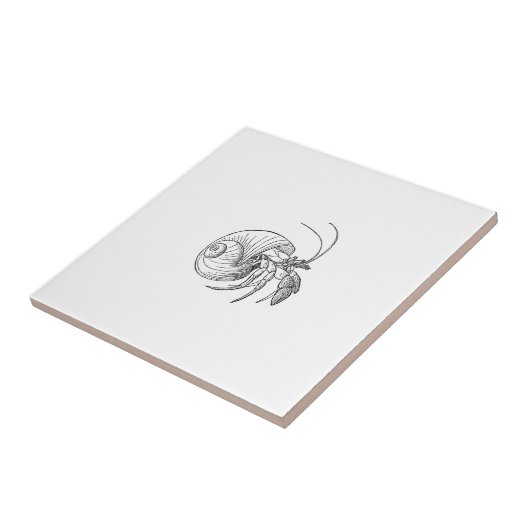 Illustratie Hermit Crab (lijnkunst) Tegeltje (Zijkant)