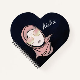 Illustratie Hijabi |  hartvorm Notitieboek