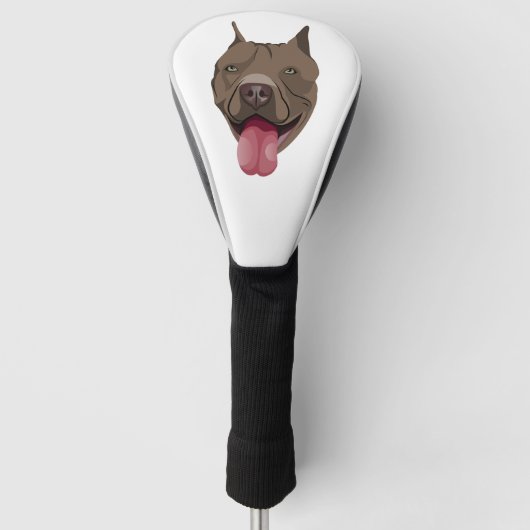 Illustratie Hond Glimlachende Pitbull Golfheadcover (Voorkant)