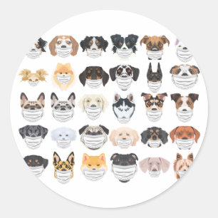 Illustratie Honden met ademhalingsset Ronde Sticker