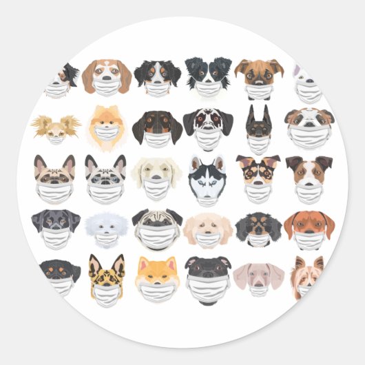 Illustratie Honden met ademhalingsset Ronde Sticker (Voorkant)