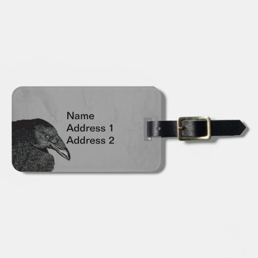 Illustratie Hoofd schouders van zwarte rog op grij Bagagelabel (Voorkant horizontaal)