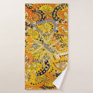 Illustratie in gele, oranje en bruine kleuren. I Badhanddoek