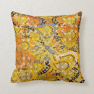 Illustratie in gele, oranje en bruine kleuren. I Kussen