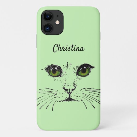 Illustratie in het zwart van Cat Face Whiskers Gre Case-Mate iPhone Case (Achterkant)