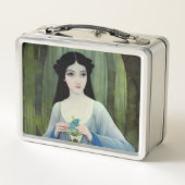 Illustratie inktwas van een mooie vrouw in Bossen (Achterkant)