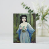 Illustratie inktwas van een mooie vrouw in Bossen Briefkaart (Staand voorkant)