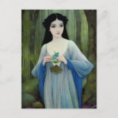 Illustratie inktwas van een mooie vrouw in Bossen Briefkaart (Voorkant)