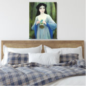 Illustratie inktwas van een mooie vrouw in Bossen Canvas Afdruk (Insitu (Slaapkamer))