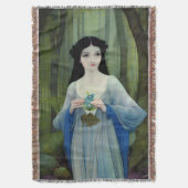 Illustratie inktwas van een mooie vrouw in Bossen Deken (Voorkant Verticaal)