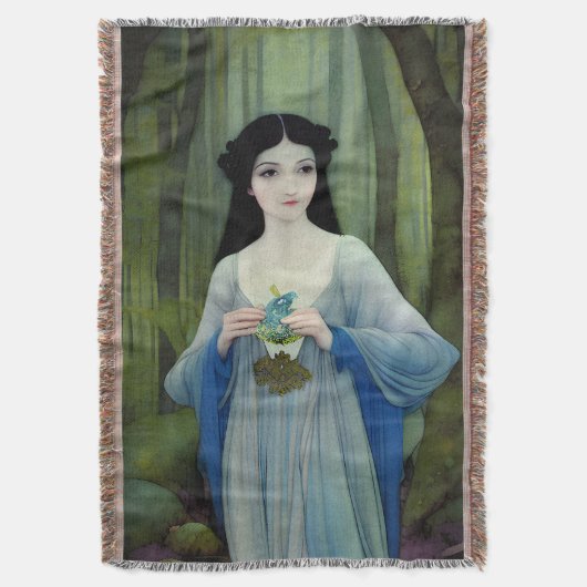 Illustratie inktwas van een mooie vrouw in Bossen Deken (Voorkant Verticaal)