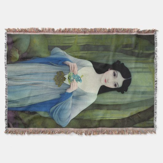 Illustratie inktwas van een mooie vrouw in Bossen Deken (Voorkant)