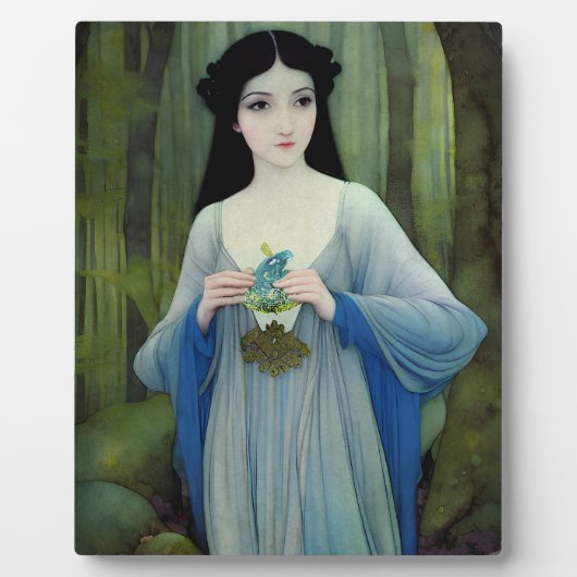 Illustratie inktwas van een mooie vrouw in Bossen Fotoplaat (Voorkant)