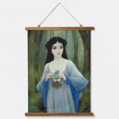 Illustratie inktwas van een mooie vrouw in Bossen Hangend Wandkleed (Voorkant)