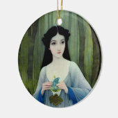 Illustratie inktwas van een mooie vrouw in Bossen Keramisch Ornament (Links)