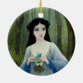 Illustratie inktwas van een mooie vrouw in Bossen Keramisch Ornament (Achterkant)
