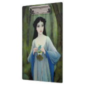 Illustratie inktwas van een mooie vrouw in Bossen Klembord (Links)