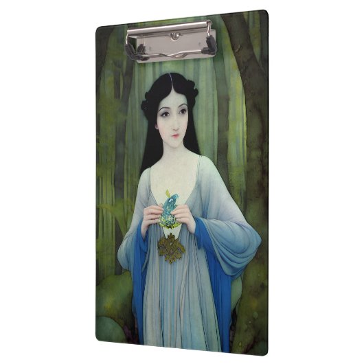 Illustratie inktwas van een mooie vrouw in Bossen Klembord (Links)