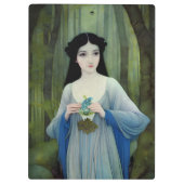 Illustratie inktwas van een mooie vrouw in Bossen Klembord (Achterkant)