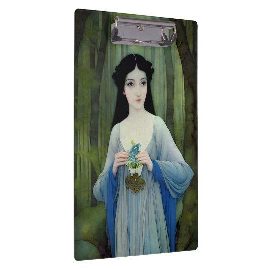 Illustratie inktwas van een mooie vrouw in Bossen Klembord (Rechts)