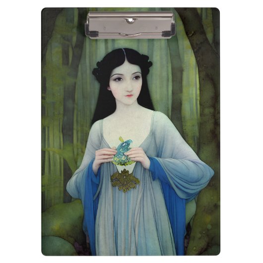 Illustratie inktwas van een mooie vrouw in Bossen Klembord (Voorkant)