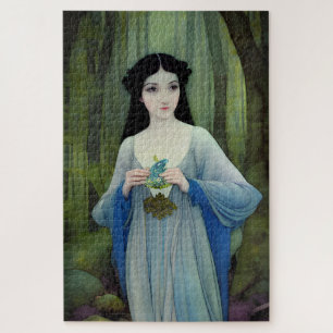 Illustratie inktwas van een mooie vrouw in Bossen Legpuzzel