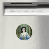 Illustratie inktwas van een mooie vrouw in Bossen Magneet (Insitu (Vaatwasser))