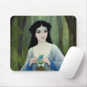 Illustratie inktwas van een mooie vrouw in Bossen Muismat (Met muis)