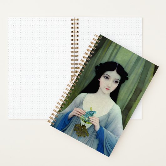 Illustratie inktwas van een mooie vrouw in Bossen Notitieboek (Binnen)