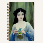 Illustratie inktwas van een mooie vrouw in Bossen Notitieboek (Voorkant)