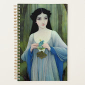 Illustratie inktwas van een mooie vrouw in Bossen Planner (Voorkant)