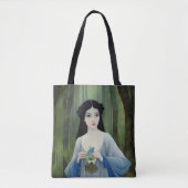 Illustratie inktwas van een mooie vrouw in Bossen Tote Bag (Voorkant)
