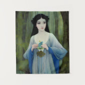 Illustratie inktwas van een mooie vrouw in Bossen Wandkleed (Voorkant)