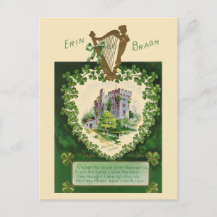 illustratie - Irish Castle en Harp Briefkaart
