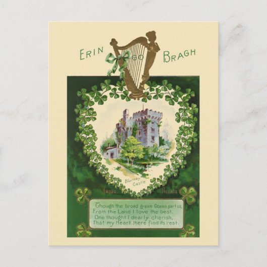illustratie - Irish Castle en Harp Briefkaart (Voorkant)