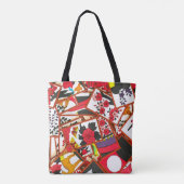 Illustratie Japanse afspeelkaarten (diverse) Tote Bag (Achterkant)