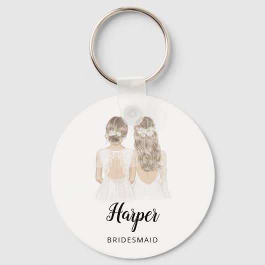 Illustratie: je wordt mijn bridesmaïde toetsenbord sleutelhanger (Voorkant)