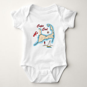 Illustratie Kaapkabeljauwkaart Lobster Sailboat Sh Romper