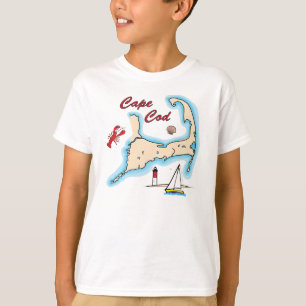 Illustratie Kaapkabeljauwkaart Lobster Sailboat Sh T-shirt