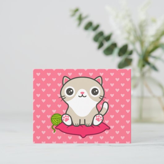 Illustratie Kat Cute Briefkaart (Staand voorkant)