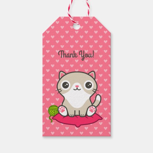 Illustratie Kat Cute Cadeaulabel (Voorkant)