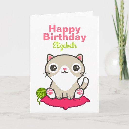 Illustratie Kat Cute Kaart (Voorkant)